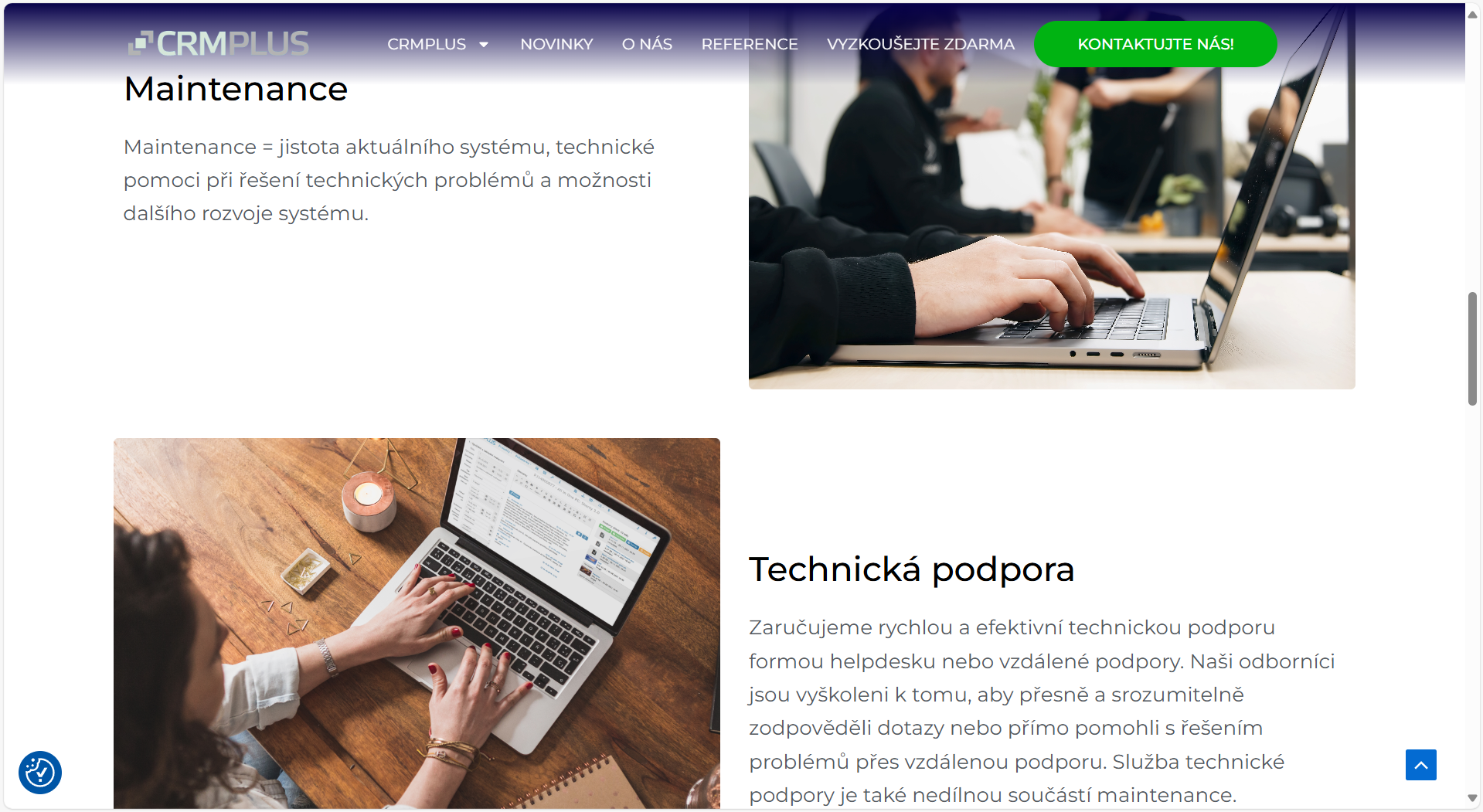 Ukázka rozpoložení našich služeb vedle obrázků.